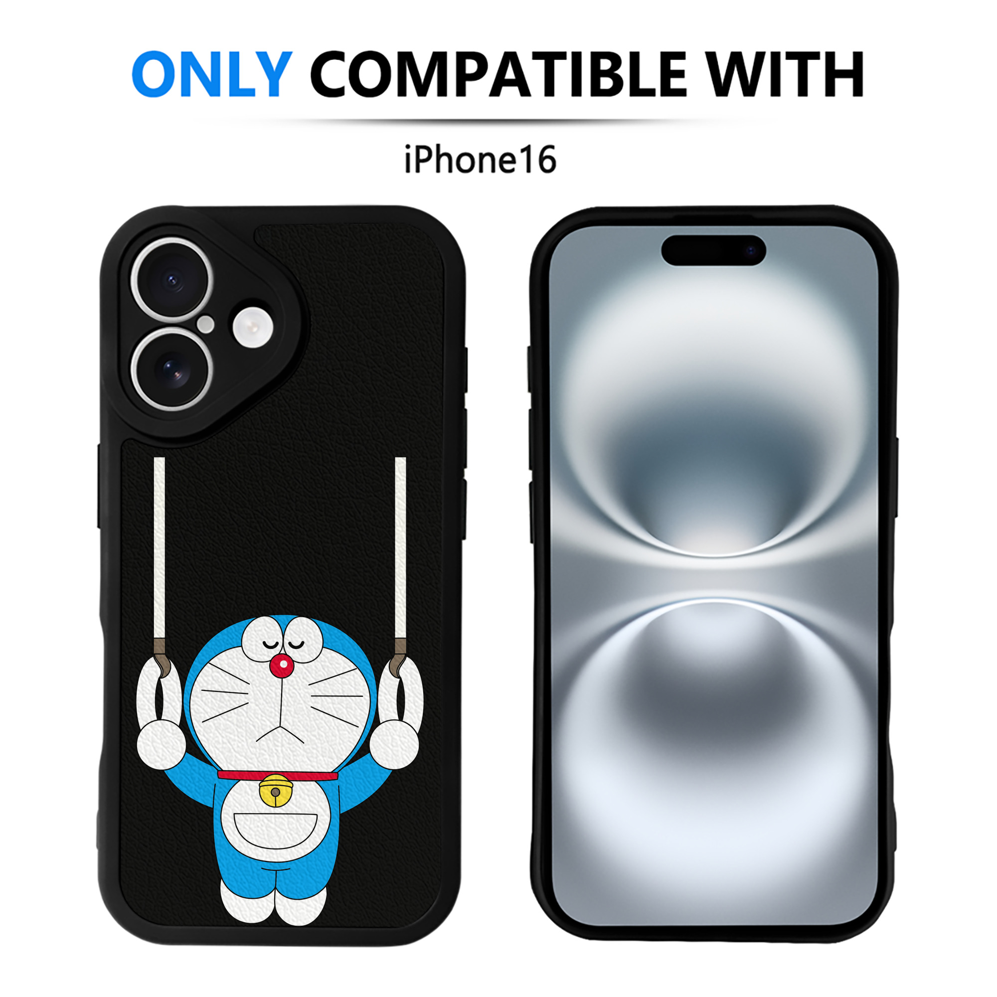 （画像用） ドラえもん Doraemon 【iPhone 16シリーズ対応】シリコンスマホケース（レザー調） 材質：シリコン